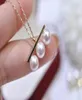 22092602 Women039s Pearl Jewelry Necklace Akoya 78mm Three Pendent Chocker 18K Yellow Gold Plated Girl Gift Birthday Stylish G4807554