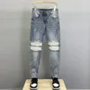 Men's Jeans Tight Pipe Skinny Trousers Slim Fit Broken Torn Man Cowboy Pants Ripped With Holes Black Plus Size Xs 90s Streetwear