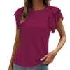 Dames T-shirts Damesshirt Zomermode Dames Tops Ruche mouwen Ronde hals Korte mouw Trui Jurk Swing Tuniek