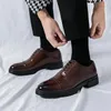 Dress buty skórzana brązowa moda biznesowa czarny bankiet ślub derby casual Office Oxford