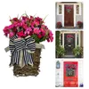Decorative Flowers Winter Wreath Not Christmas Spring Pink Peony Bow Flower Basket Door Hanging Home Decor 12 In