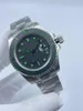 Relojes de pulsera Reloj para hombre SUB de 40 mm con esfera negra y escala verde: banda de acero de precisión