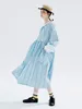 Casual Dresses Imakokoni 2023 Early Autumn Cotton Vertical Stripe Long-sleeved Dress Women Loose A-line Skirt 234226