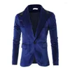 Ternos masculinos moda terno de casamento fino ajuste botão até jaqueta de manga longa oversize xxxl masculino topos azul veludo vestido formal blazer meninos