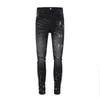 Jeans jeans violets jeans de créateur pour hommes pantalons empilés jeans broderie en détresse déchiré Biker Slim droit européen jean hombre hommes pantalons pantalons