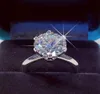 Ringar för kvinnor prinsessa 925 silver sex klo ringdumty smycken runda vita aaa cz diamant bröllop gåvor5292250