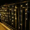 8M x 0 5M 192 Led cortina guirnalda de luces de carámbanos Año nuevo fiesta de boda guirnalda luz Led para decoración navideña al aire libre 284s