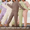 Women's Sleepwear Women Winter Flannel Pajama Set Fleece Pajamas Homewear Thick Warm Velvet Female Suit Casual Sweatshirt Ladies Pyjama 231212