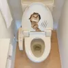 Autocollant de toilette chats à la mode, autocollants muraux 3d animaux créatifs, belle décoration de salle de bains, sparadrap muraux en vinyle Pvc imperméables