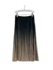 Skirts High Waist Pleated Skirt Straight Tube In The Long Loose Version Of Gradual Color Design Comfortable 2023 Autumn Winter
