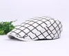 Spring Summer Men Women Plaid Cotton Beret Flat Drivin Ivy Hats Newsboy Cap Black White Printting Fashion Forward Hat Whole1175041