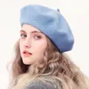 Chapeaux à bord avare 100 laine béret chapeau femmes hiver épais filles françaises couleur unie automne bérets casquettes pour casquette plate feutre 231213