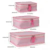 Cosmetic Bags Seersucker Stacking Set Packing3pcs Cube Soft Bag Striped Storage Holder Make Up For Women With Zipper