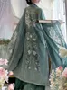 Ethnische Kleidung Hanfu Dres Chinesische Traditionelle Vintage Weibliche Halloween Cosplay Kostüm Gedruckt Grün 3 stücke Sets Plus Größe XL 231212