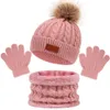 Chapeau pour enfants, écharpe, gants, ensemble trois pièces, automne et hiver, nouveau chapeau à boule unique pour bébé