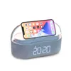 Bluetooth -högtalare med digital väckarklocka Trådlös laddare FM Clock Radio Justerbar LED Night Light Dual Wireless -högtalare 2500mAh Batteri för sovrum, hem