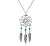 WholeAncient Argento Colore Lega Ragazza Chian collane per le donne Vintage Corea Dream Catcher Foglie Collana con pendente Gioielli co5938403