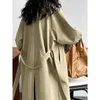 Trenchs de femmes manteaux femme vestes 2023 automne mode coréenne col montant lanterne manches coupe-vent manteau mi-longueur taille cravate