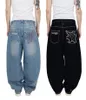 Jeans pour femmes y2k brodered raide large jambe masculine hip hop street vêtements harajuku pantalon de poche simple décontracté 231213