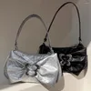 Sacs de soirée Femmes Bow Argent Épaule De Luxe Designer Y2k Chaîne Sac À Main Mode Noir Sling Petit Carré Bandoulière Coréenne Femme