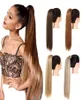 Straight Ponytail Hair Extension Clip in Fake Wig Hairpiece Synthetic Blonde Wrap Around Pigtail Long Smooth Overhead Pony Tail4010022