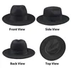 Wide Brim Hats Bucket Breathable Solid Color Classic Black Elastic Fedora Hat Unisex Wool Felt Jazz Elegant Men Women Panama Trilby Cap 231213