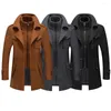 Men's Trench Coats Stylish Autumn Winter Double Collar Woolen Warm Long Coat Plus Size Windproof Jacket For Men M-4XL Grey Black Khaki