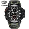 SMAEL Camouflage Militair Horloge Heren Waterdicht Dual Time Display Heren Sport Horloge Digitaal Analoog Quartz Horloges Heren 1708 210270U