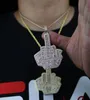 Kettingen hiphop mannen ketting met roségouden kleur vergulde grote grote hand hanger 5a cz geplaveide lange touwketen voor boy7183517