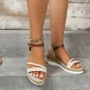 Wedge Platform 2024 Fashion Sandals Summer Buckle Open Toe Shoes Outdoor Comfortable Casual Beach Women's 43 81918 46232