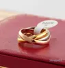 2021 Fashion Design Three Color Loop Mix Rings Men Women Couple Ring 316L Stainless Steel No Fade Love Gold Rings High Quality Jew2334460