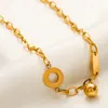 Designer colar pingente 18k banhado a ouro aço inoxidável marca carta jóias moda homens mulheres link cadeias gargantilha colar jóias presente de natal