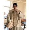 Womens Jackets MEXZT Sweet Lamb Wool Coat Women Kawaii Peter Pan Collar Plush Korean Cute Thick Ruffled Patchwork Chic Outwear Tops 231212