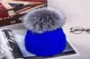 15 centimetri palla donne inverno caldo berretti cappelli femminili signore carino cappelli lavorati a maglia con vera pelliccia pompon palla bambini ragazzi Grils caldi berretti2443215