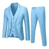 Mens Tracksuits Pioneer 3piece Business Set 2 Tank Top Pants Blue Coat Wedding Party Formal Elegant Jacket Korean Ultra Thin 231213