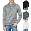 남성용 후드 남성 땀 셔츠 가을 겨울을위한 스탠드 칼라 버튼 장식과 함께 세련된 중간 길이의 스웨트 셔츠