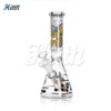 10 Inches Decals Beaker Bong Hookah Glass Water Pipe Ice Pinch Cartoon Pattern 14mm Bowl Downstem Accessories Mixed Colors