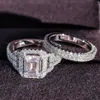 Solid 925 Srebrny srebrny cyrkon Zestaw ślubny dla nowożeńców Finger Finger Luxury Whatle Lots Majowa biżuteria R4835277C
