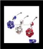 Bell D0153 3 kleuren Navelpiercings Lichaamspiercing Sieraden Dangle Mode Charme Mooie Cz Steen Staal 10 Stuksslot 5Eh4I 6Djxq1600807