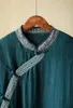 Trench da donna Cappotto verde Cappotto invernale in lino di cotone vintage Colletto alla coreana stile cinese Giacca lunga imbottita da donna trapuntata