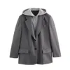 Abiti da donna Blazer Giacche con felpe con cappuccio Ufficio Capispalla elegante Cappotto a maniche lunghe con bottoni Inszar Casacos De Inverno Feminino