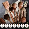 Set di pentole Utensili in legno per cucchiai da cucina antiaderenti in teak fatti a mano Stoviglie 231213