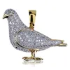 Ювелирные изделия в стиле хип-хоп, ожерелье с подвеской в виде голубя и золотой цепочкой для мужчин, ожерелье с микро-цирконом, ожерелье с животными2758