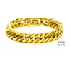 Pulseira de corrente dupla de 8/10/12/15 mm, corrente de elo de meio-fio de Miami, pulseira de corrente de meio-fio de ouro amarelo 14k para homens e mulheres