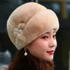 Trapper Hats Winter Warm Imitation Mink Fur Caps For Women Earflap Fisherman Earwarmer Hat Floral Basin Cap 231213