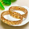 Bangle Natural Citrine Fortune Energy Crystal Gemstone Armband Mineral String Woman Amulet smycken Healing Gift 1st 8x12mm