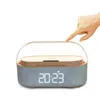 Bluetooth Speaker with Digital Alarm Clock Wireless Charger FM Clock Radio Adjustable LED Night Light Dual Wireless Speakers 2500mAh Battery for Bedroom,Home