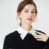 활 타이 가짜 칼라 어린이 가을 겨울 흰색 검은 레이스 장식 셔츠와 큰 뾰족한 목