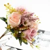 Flores decorativas grinaldas buquê artificial estilo europeu segurando rosas requintadas decorações de natal de casamento para casa vasos diy plantas falsas 231213