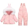 Down Coat Children's Suits Winter Parkas For Girls Ski Jumpsuit Baby Boy Clothing Set Jacket Kids Snowsuits Hooded Overalls Warm